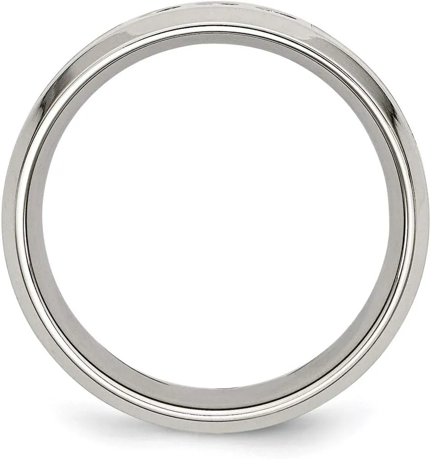 Real Stainless Steel Camouflage 1/10ct. tw. Diamond 8mm Men's Wedding Band Ring