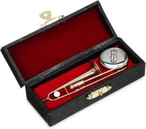 Realistic Mini Trombone Model Miniature Instrument Toy for Music Lovers