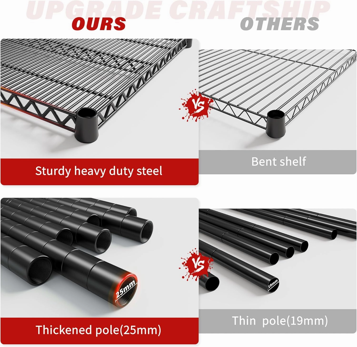 REIBII 60''W X 82.6" H Steel Heavy Duty Wire Shelving Unit with Wheels, 6-Tier Adjustable Storage Shelves 3500LBS Commercial Metal Shelves for Pantry, Garage, College Dorm School Industrial Shelving