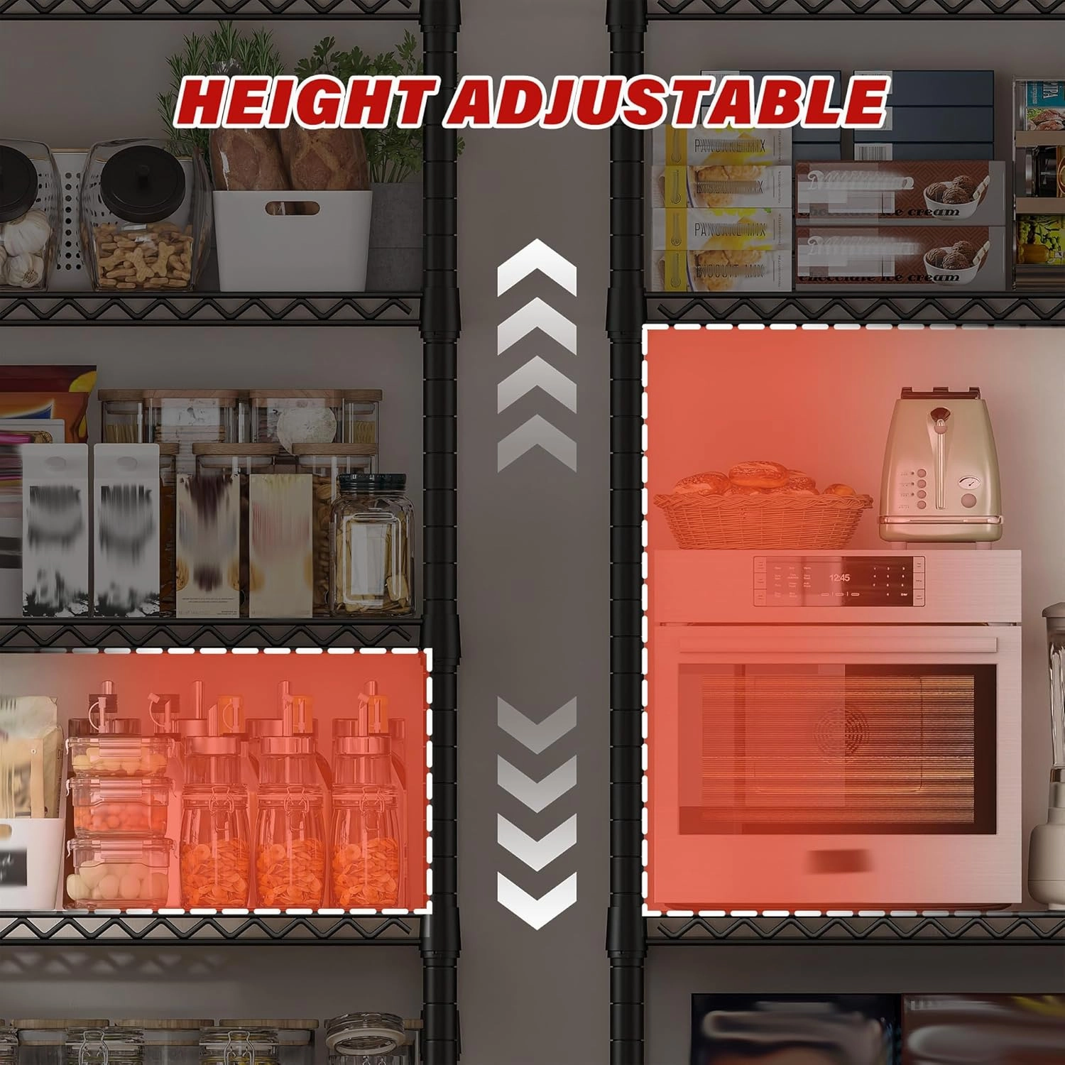 REIBII 60''W X 82.6" H Steel Heavy Duty Wire Shelving Unit with Wheels, 6-Tier Adjustable Storage Shelves 3500LBS Commercial Metal Shelves for Pantry, Garage, College Dorm School Industrial Shelving