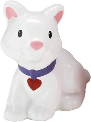 Replacement Part for Little People Musical Zoo Train Playset - DFN40 ~ Replacement White Kitty Cat Figure ~ Wearing Purple Collar with Red Heart