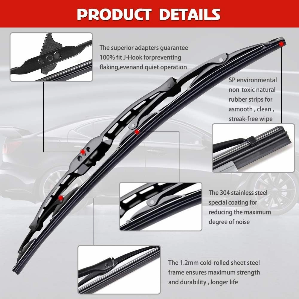 Replacement for Dodge Ram 1500, 2500, 3500, 4500 Windshield Wiper Blades - 22" 22" Front Window Wiper - fit 2009-2018 Vehicles - OTUAYAUTO Factory Aftermarket