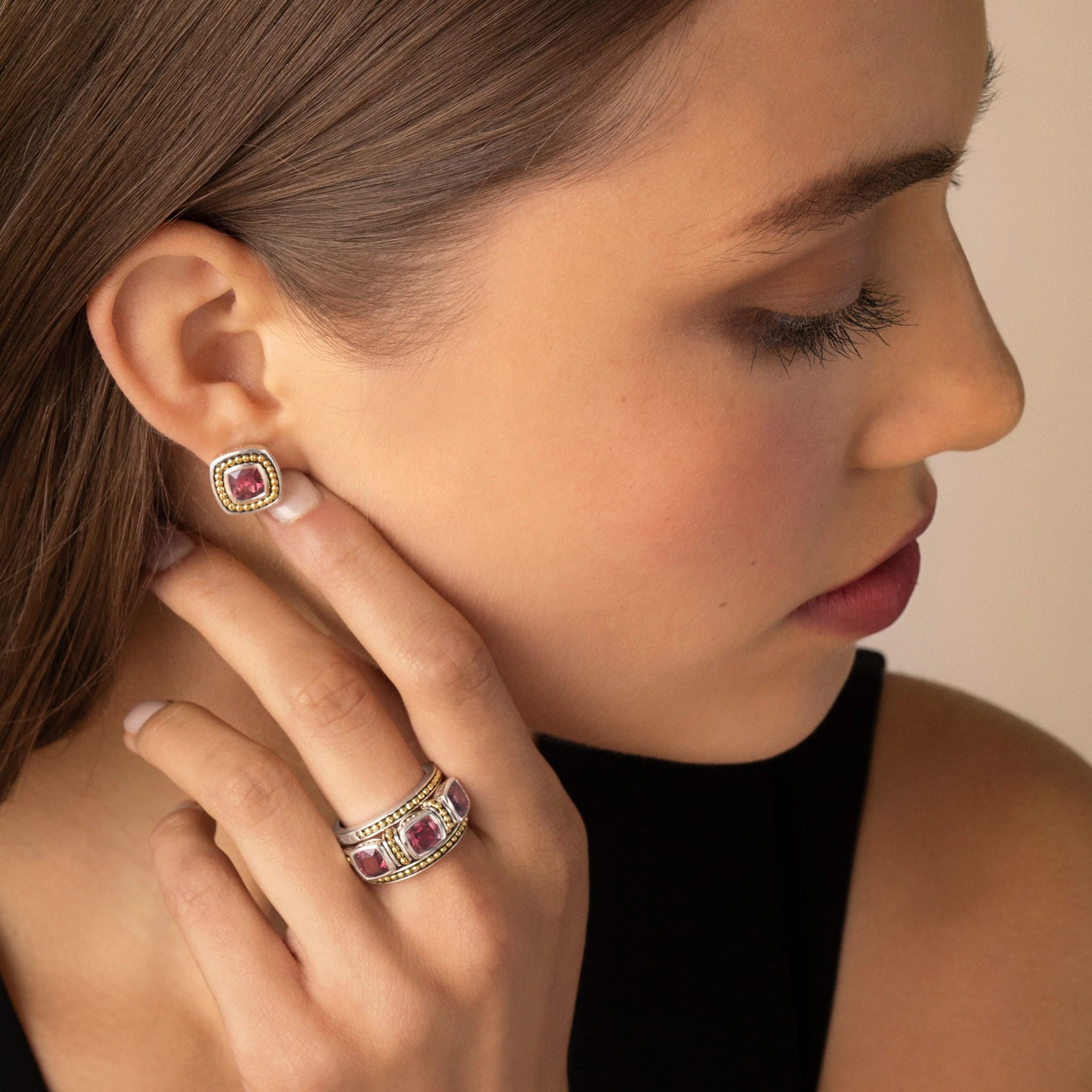 Rhodolite Garnet Stacking Rings (Size 6)
