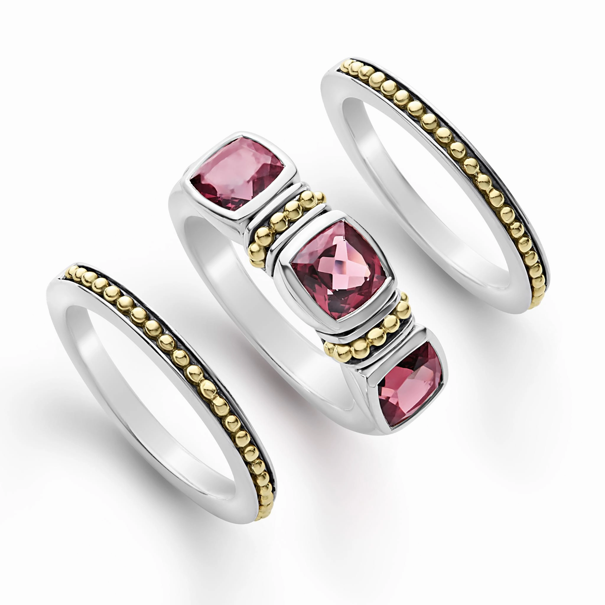 Rhodolite Garnet Stacking Rings (Size 6)