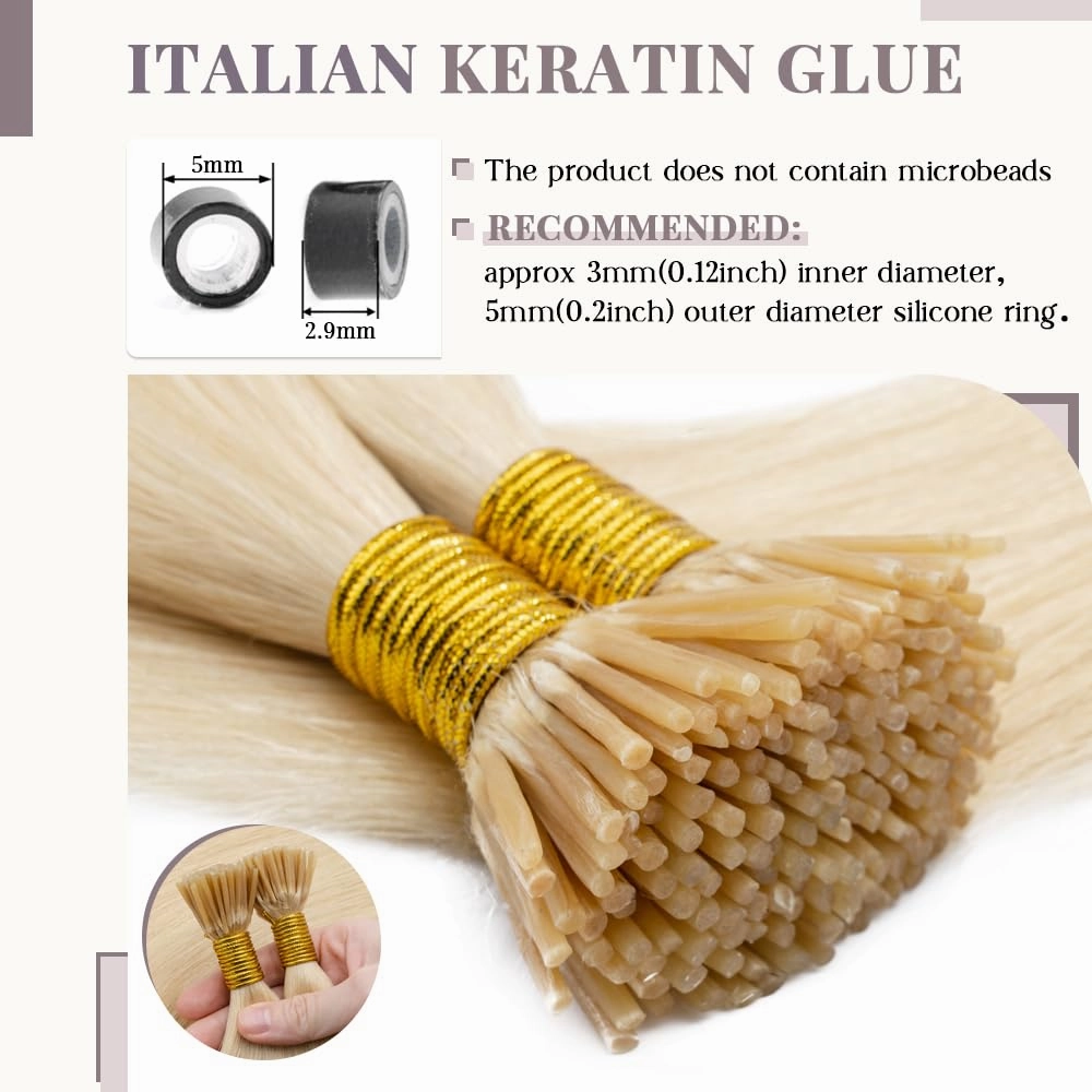Rich Choices I Tip Hair Extensions Human Hair,100 Strands 0.5g/Strands,100% Real Remy Human Hair Extension Pre Bonded Keratin Stick In Hair Extensions Hair Piece For Women 20 Inch #613 Bleach Blonde