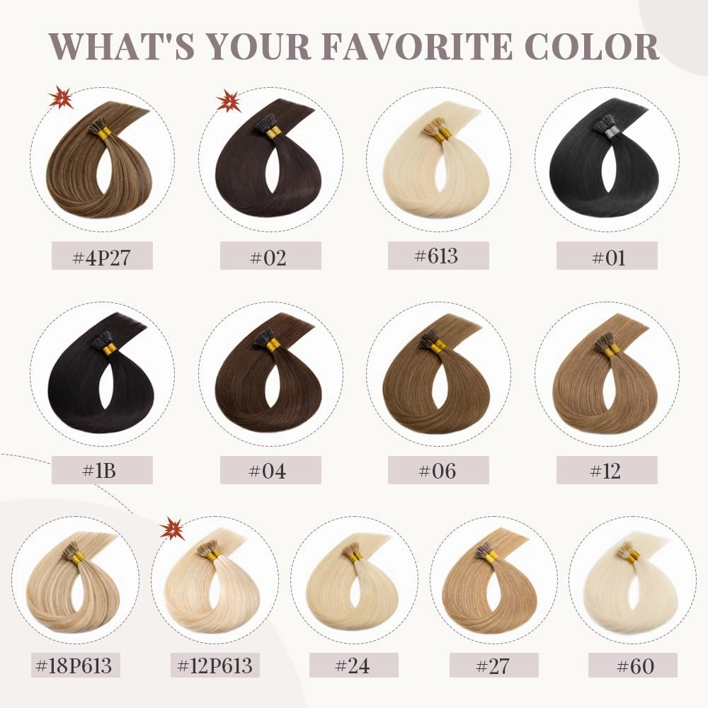 Rich Choices I Tip Hair Extensions Human Hair,100 Strands 0.5g/Strands,100% Real Remy Human Hair Extension Pre Bonded Keratin Stick In Hair Extensions Hair Piece For Women 20 Inch #613 Bleach Blonde