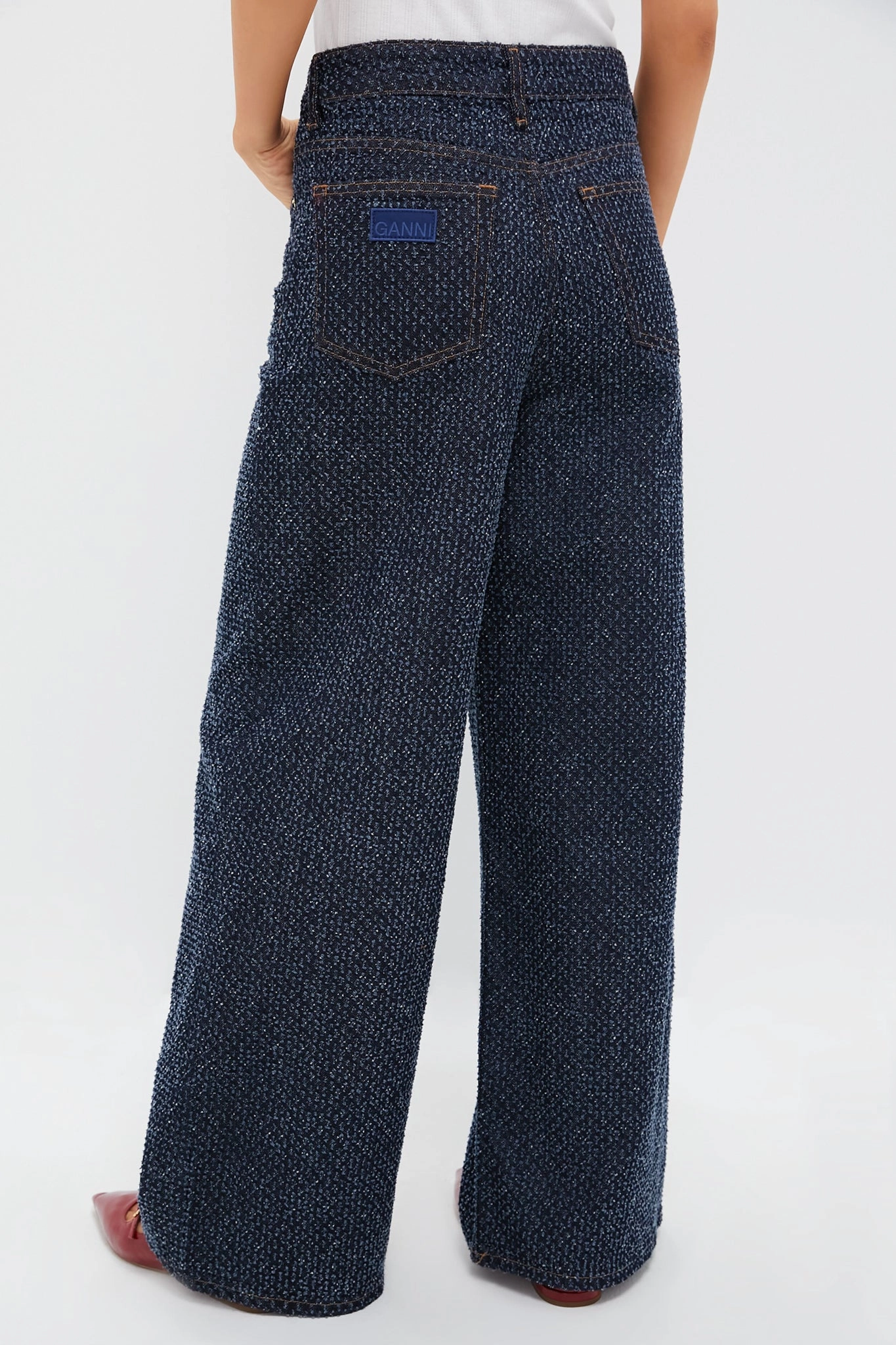 Rinse Fluffy Denim Wide Jeans