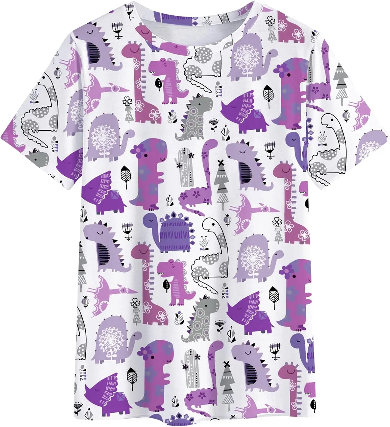 RMCMS Dinosaur Shirts Women Cute 3D Dinosaur Graphic Party Casual Loose Fit Short Sleeve T-Shirt Tee Gift for Mom Top