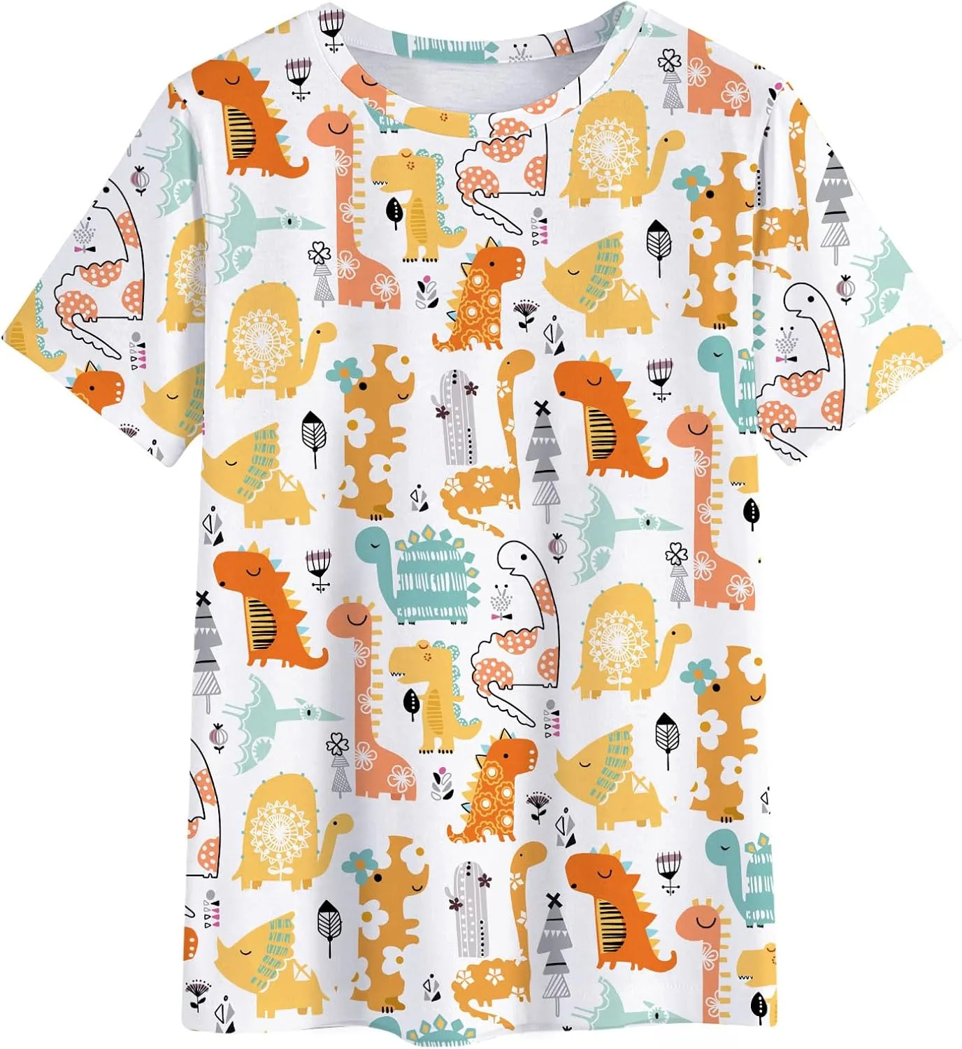 RMCMS Dinosaur Shirts Women Cute 3D Dinosaur Graphic Party Casual Loose Fit Short Sleeve T-Shirt Tee Gift for Mom Top