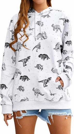 RMCMS Women Cute Dinosaur Graphic Prime Sweatshirt Tees Ladies Bestie Fun Hoodies Pullover Tops