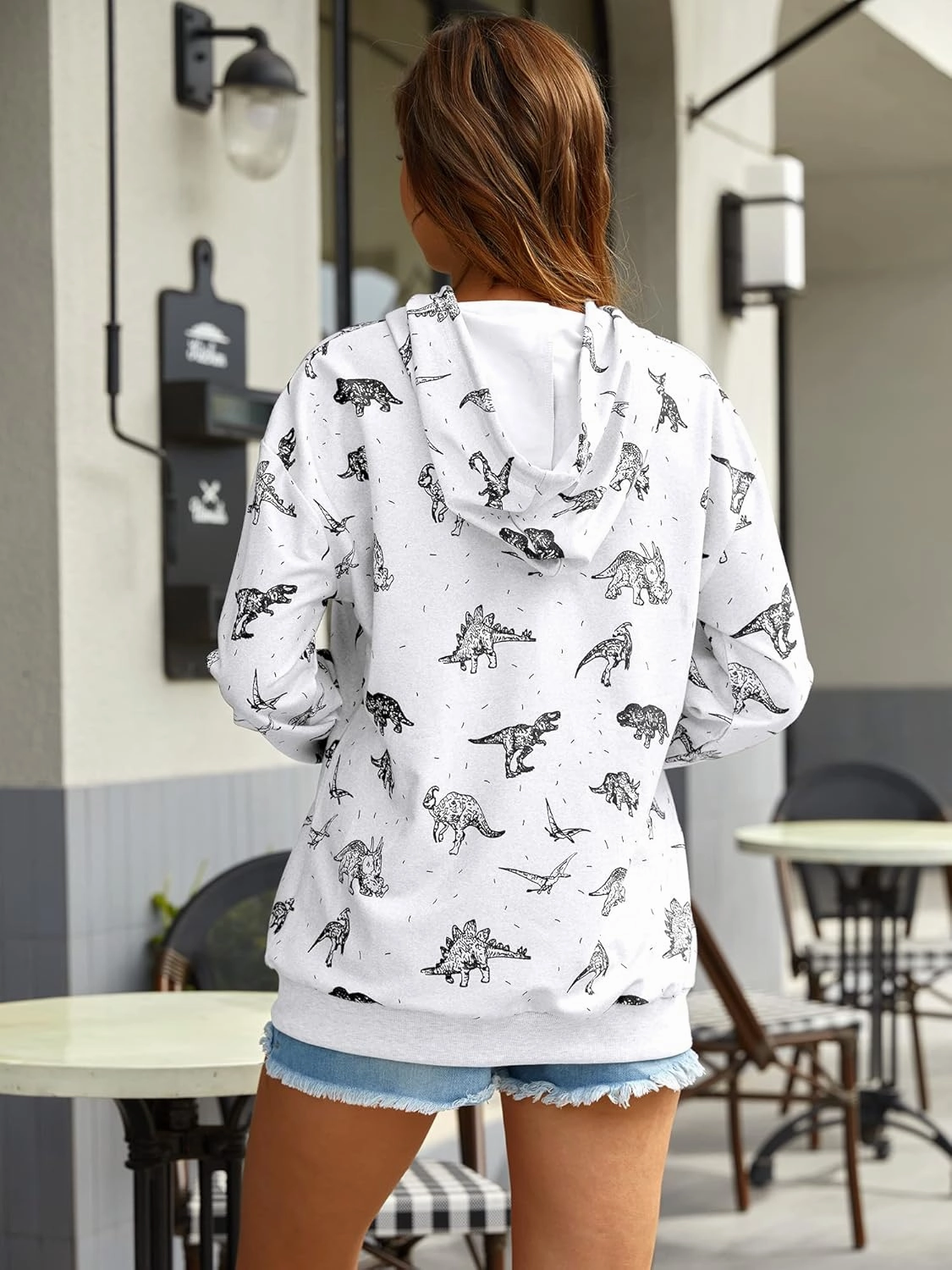 RMCMS Women Cute Dinosaur Graphic Prime Sweatshirt Tees Ladies Bestie Fun Hoodies Pullover Tops