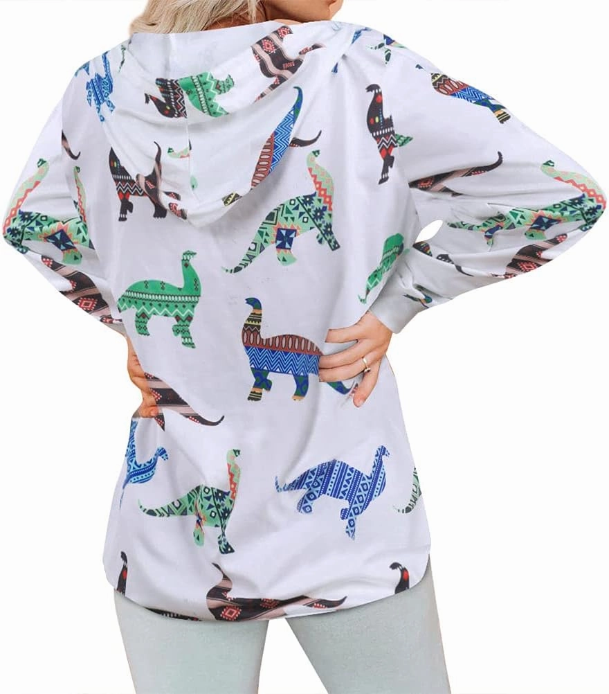 RMCMS Women Cute Dinosaur Graphic Prime Sweatshirt Tees Ladies Bestie Fun Hoodies Pullover Tops