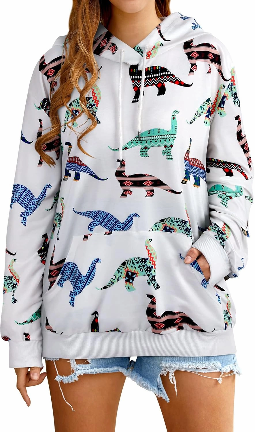 RMCMS Women Cute Dinosaur Graphic Prime Sweatshirt Tees Ladies Bestie Fun Hoodies Pullover Tops