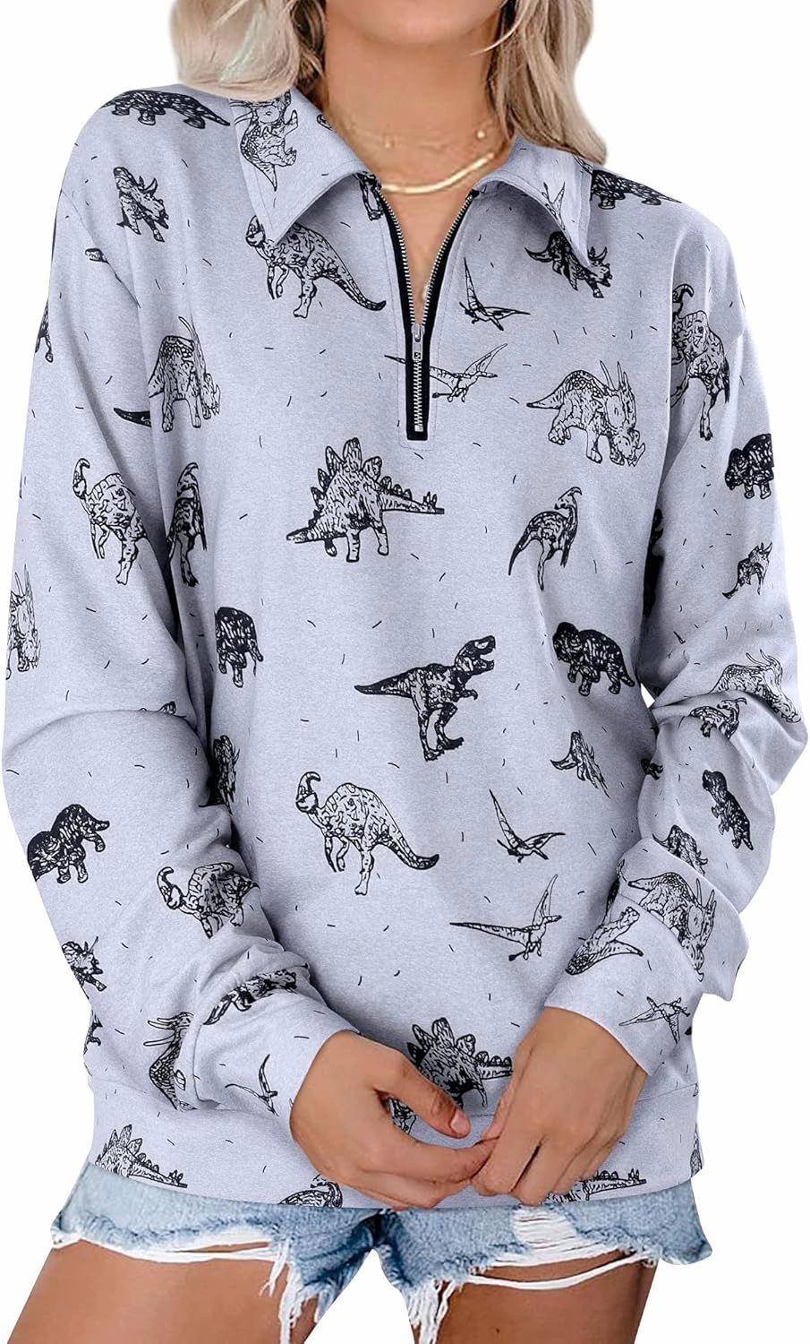 RMCMS Women Cute Dinosaur Graphic Prime Sweatshirt Tees Ladies Bestie Fun Hoodies Pullover Tops