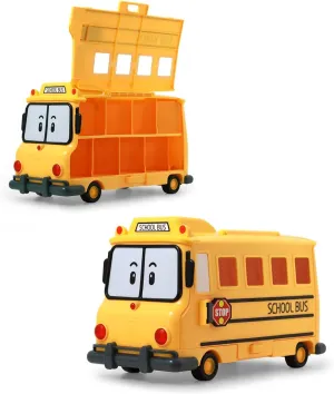 Robocar Poli School B Carrying Case – 2-in-1 School Bus Toy Transporter & Die-Cast Vehicle Storage for Kids Ages 3  | Carrier Only (No Die-Cast Cars Included)