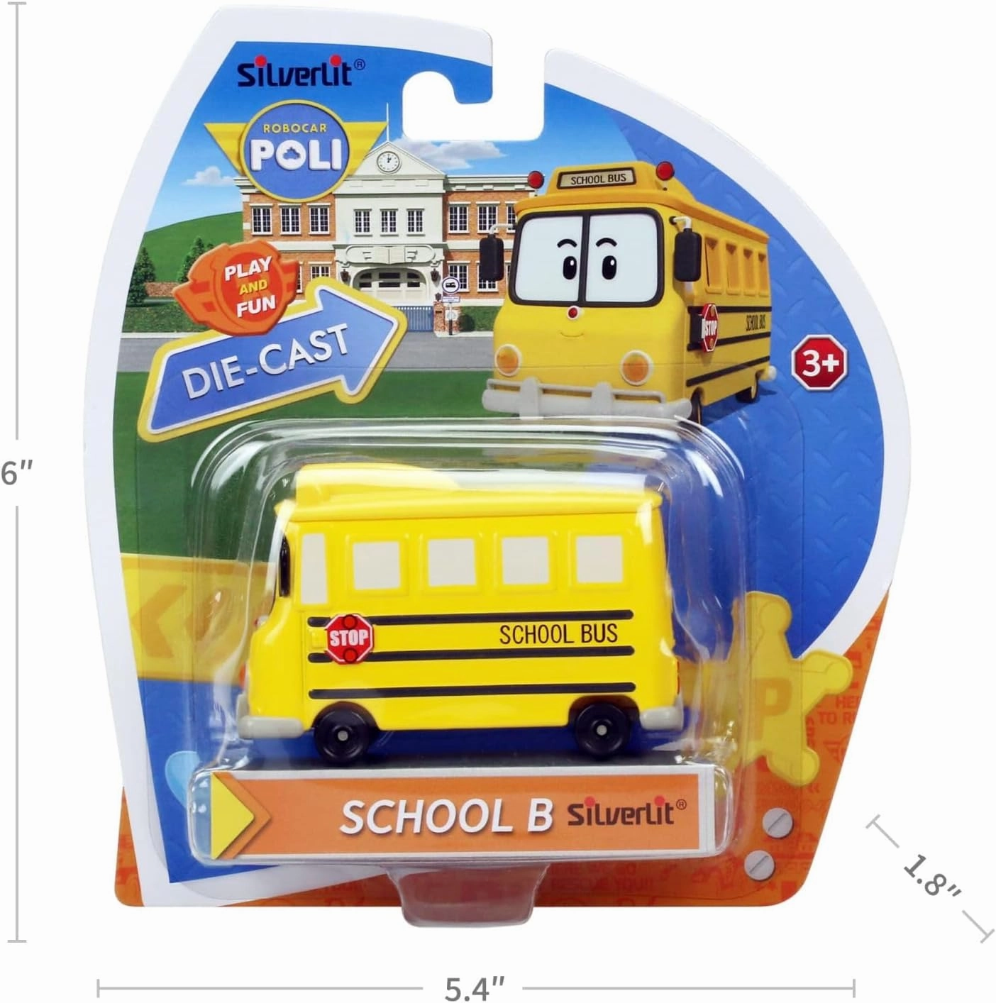 Robocar Poli, Schoolb DIE-CAST Metal Toy Cars, School Bus Toys, Mini Model Vehicle Toy Diecast Vehicle Party Birthday Gifts Toys for Toddlers Age 1-5 Boys Girls