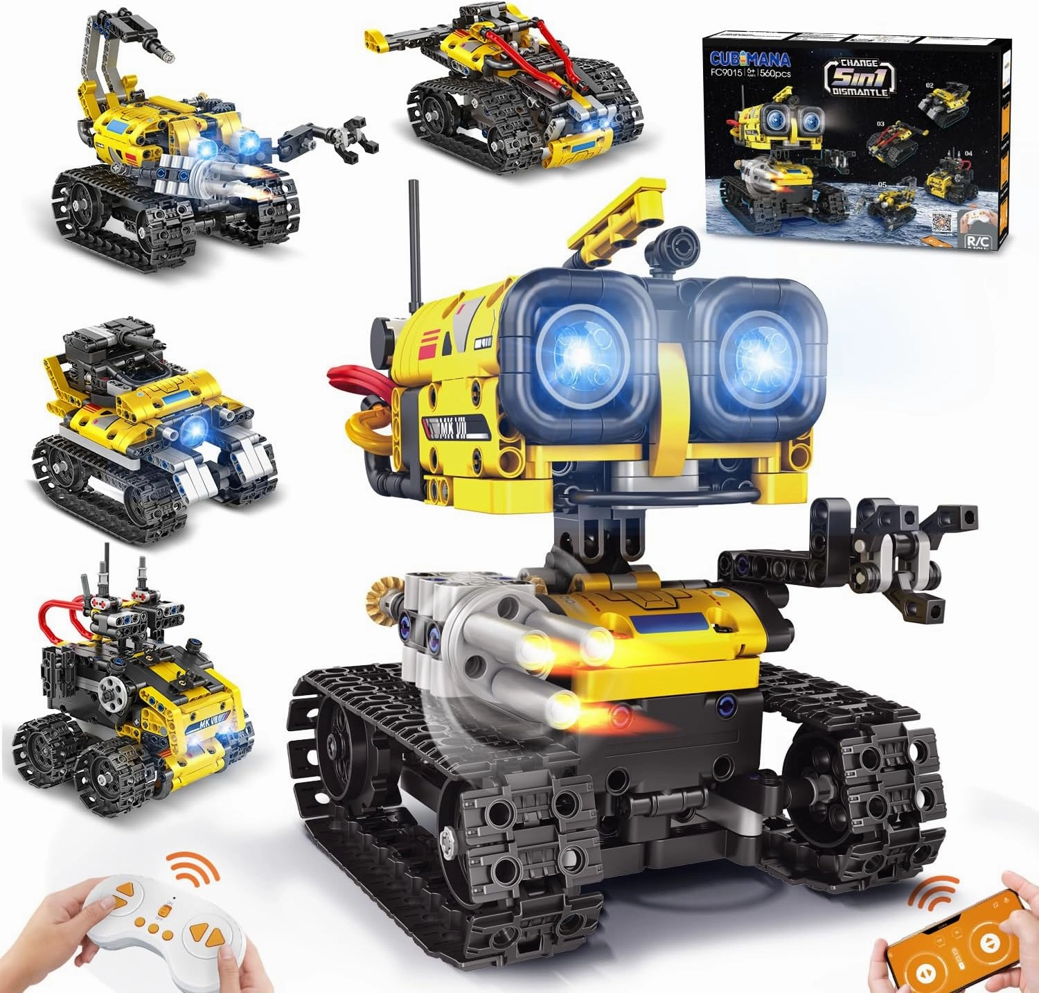 Robot Building Toys for Kids - 5 in 1 Remote- & App-Controlled Robots Toy, RC Wall/Engineering/Mech Scorpion Building STEM Toys, Robot Toy Gifts for Kids Boys Girls Age 10  (560 PCS)