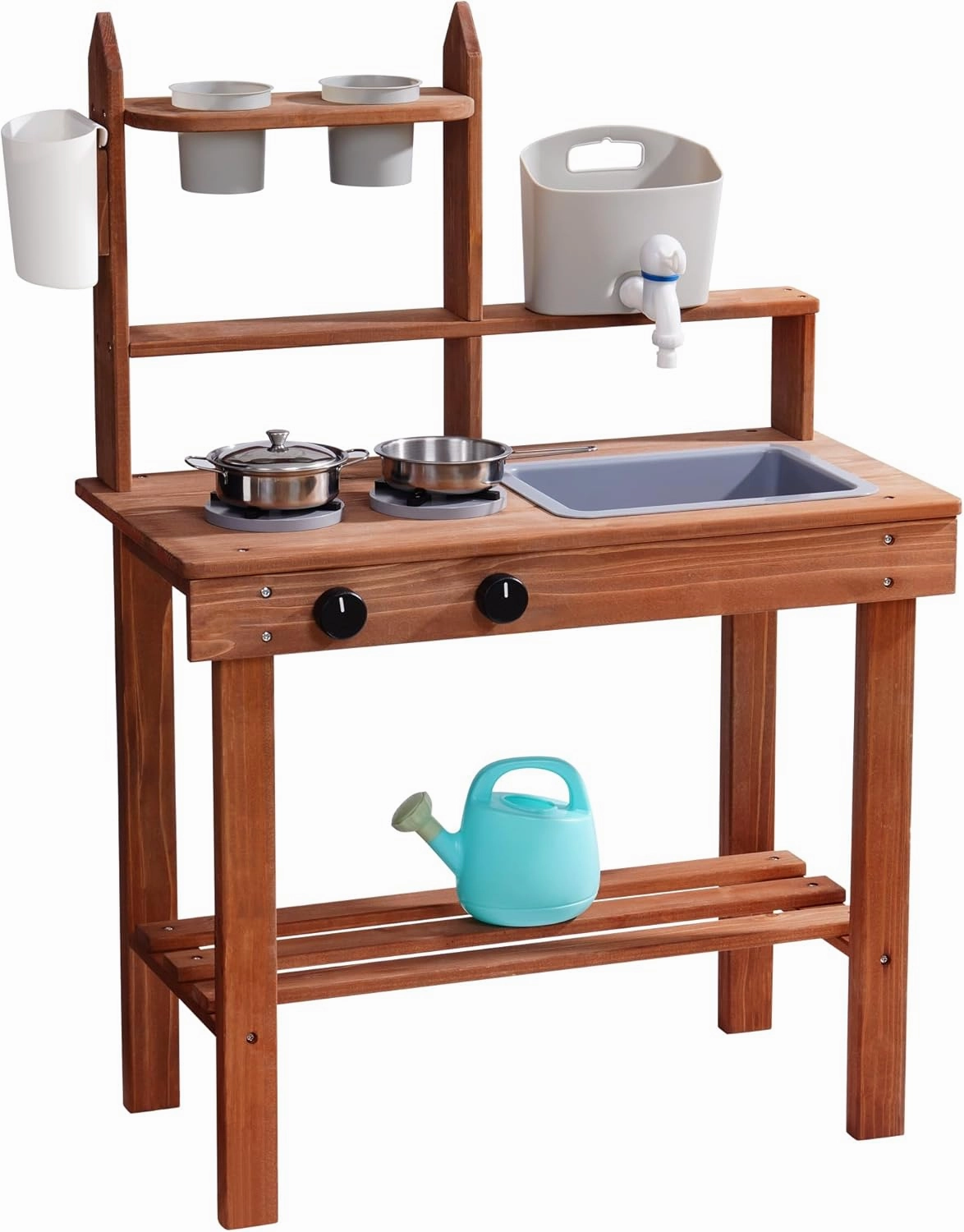ROBUD Mud Kitchen for Kids Outdoor, Wooden Outdoor Play Kitchen, Kids Mud Kitchen with Removable Sink & Faucet, Monteeori Toys for Children Ages 3  Years, WG404