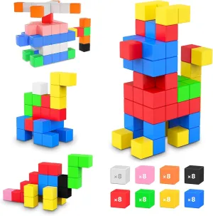 ROMDS 64 PCS Magnetic Blocks Toddler Toys Sensory Toys Magnetic Building Blocks Toys for Toddlers 3 4 5 6 7 8  Years Old Boys Girls