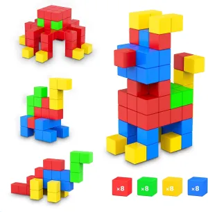 ROMDS Magnetic Blocks 32 Pieces,1 inch Large Magnetic Building Blocks for Ages 3  Year Old Boys and Girls,3D Magnetic Cubes for Kids,Preschool STEM Educational Sensory Magnet Toys