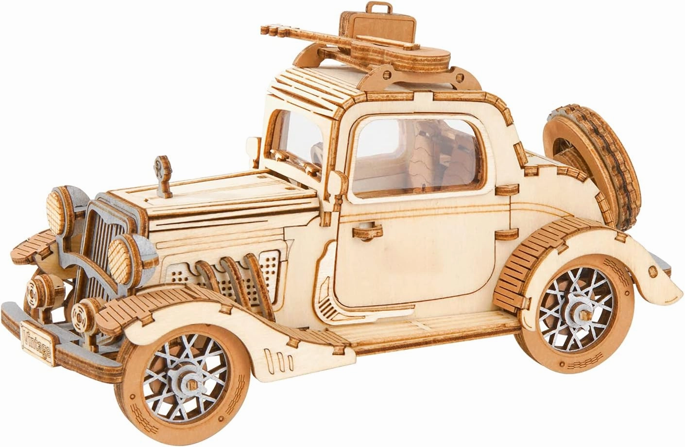 Rowood 3D Puzzles for Adults, Model Car Kits, DIY Wooden Toys Craft Gift on Birthday Christmas for Boys-Vintage Car