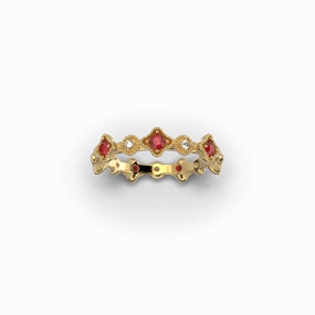 Ruby and Diamond Ring, Eternity Gold Band