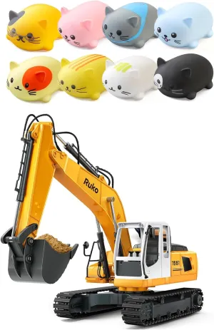 Ruko 1701 Musical Cats Piano Keyboards and 1561 RC Excavator 3 in 1 Construction Toys for Boys