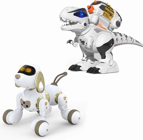 Ruko 18011 Remote Control Robot Dog and 8809 Remote Control Dinosaur, Present for 4 5 6 7 8 9 Years Old Kids Boys and Girls