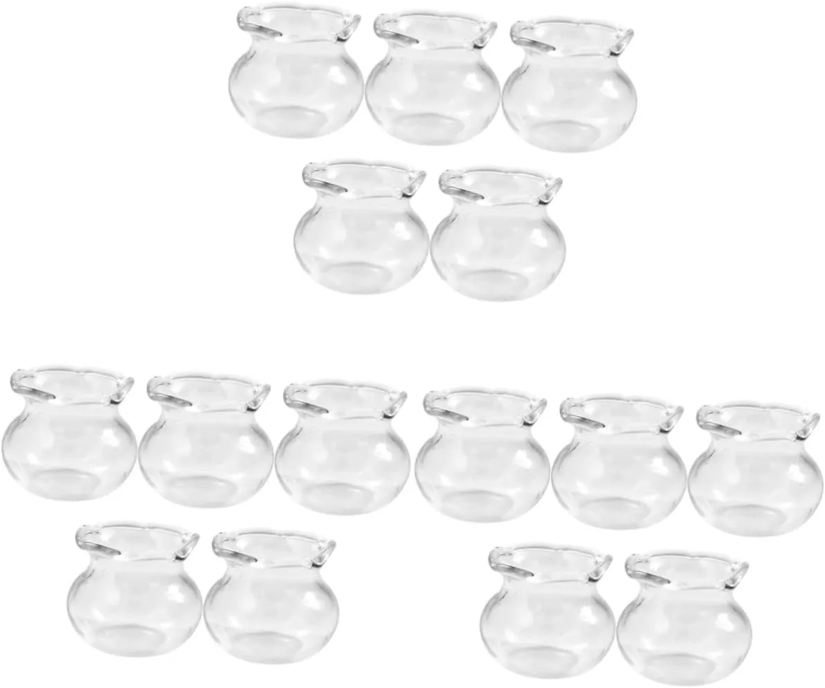 SAFIGLE 15 Pcs Doll House Fish Tank Terrarium Decor Miniature Glass Ornaments Miniature Glass Animals Micro Miniature Accessories Exquisite Miniature Accessories Simulated Fish Bowls Glass