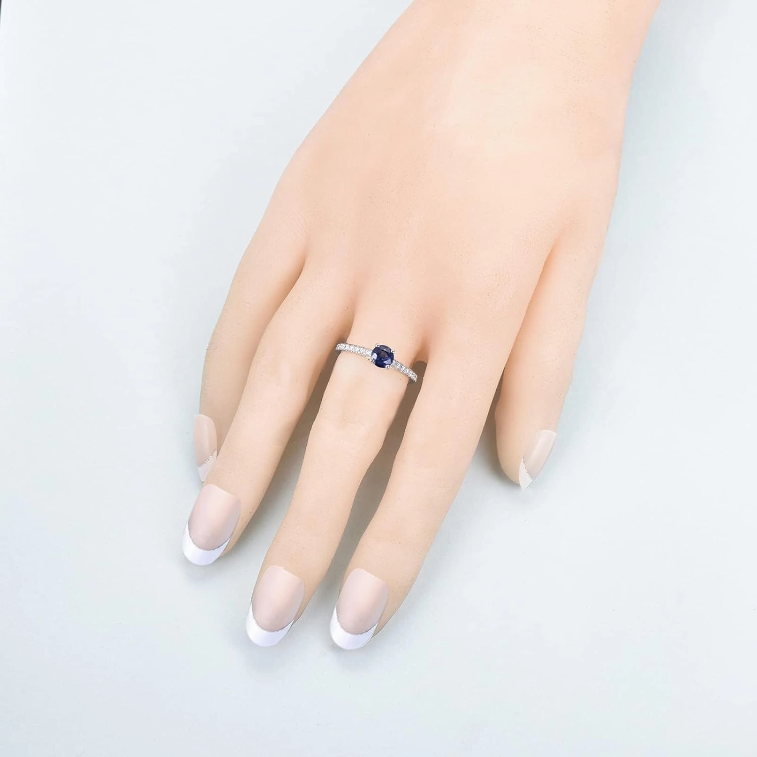 Sapphire Ring For Women,Platinum Pt900 Gold Rings - Sapphire and Diamond Ring, Natural Blue Sapphire Rings & Real Diamond Gemstone Rings For Couple Engagement Ring