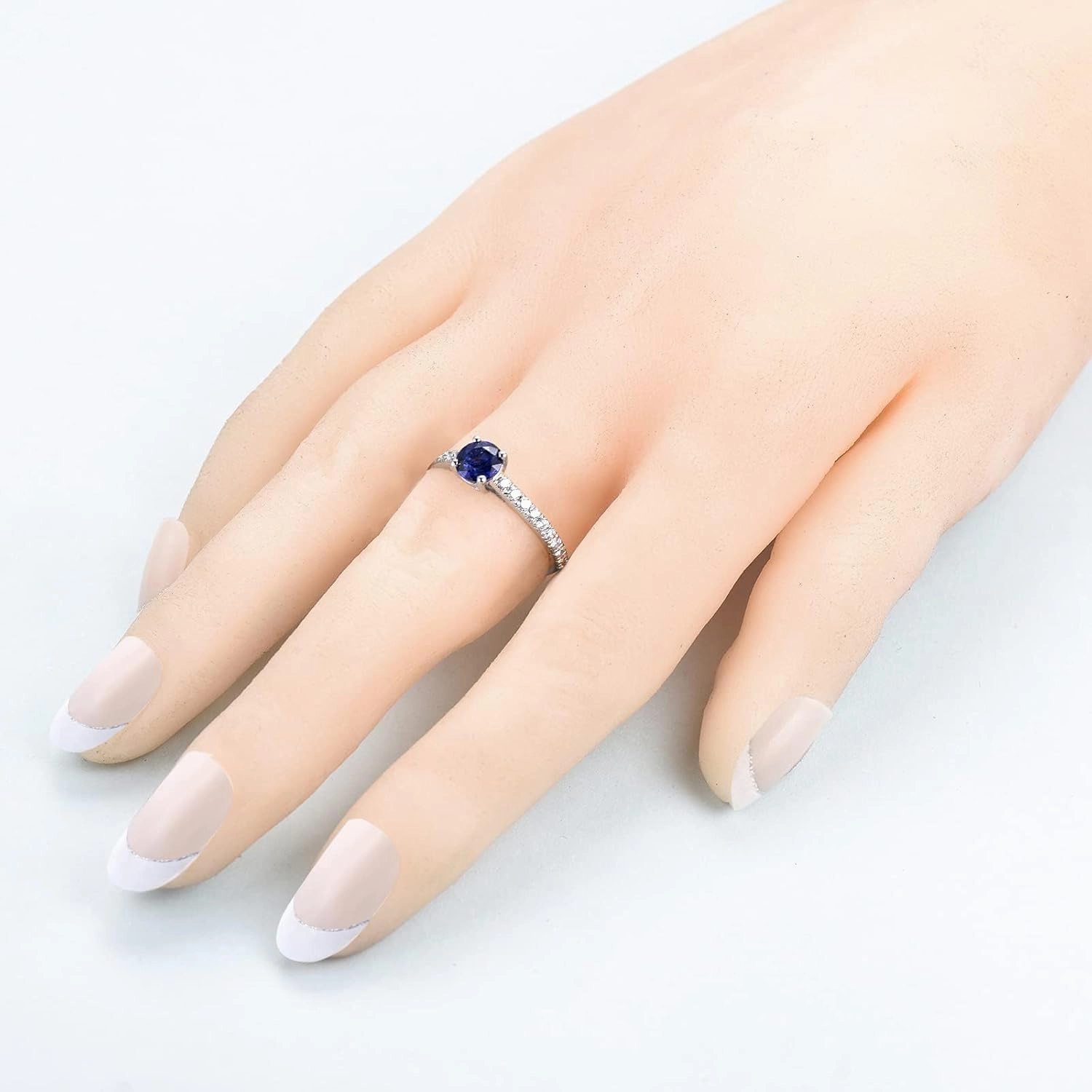 Sapphire Ring For Women,Platinum Pt900 Gold Rings - Sapphire and Diamond Ring, Natural Blue Sapphire Rings & Real Diamond Gemstone Rings For Couple Engagement Ring