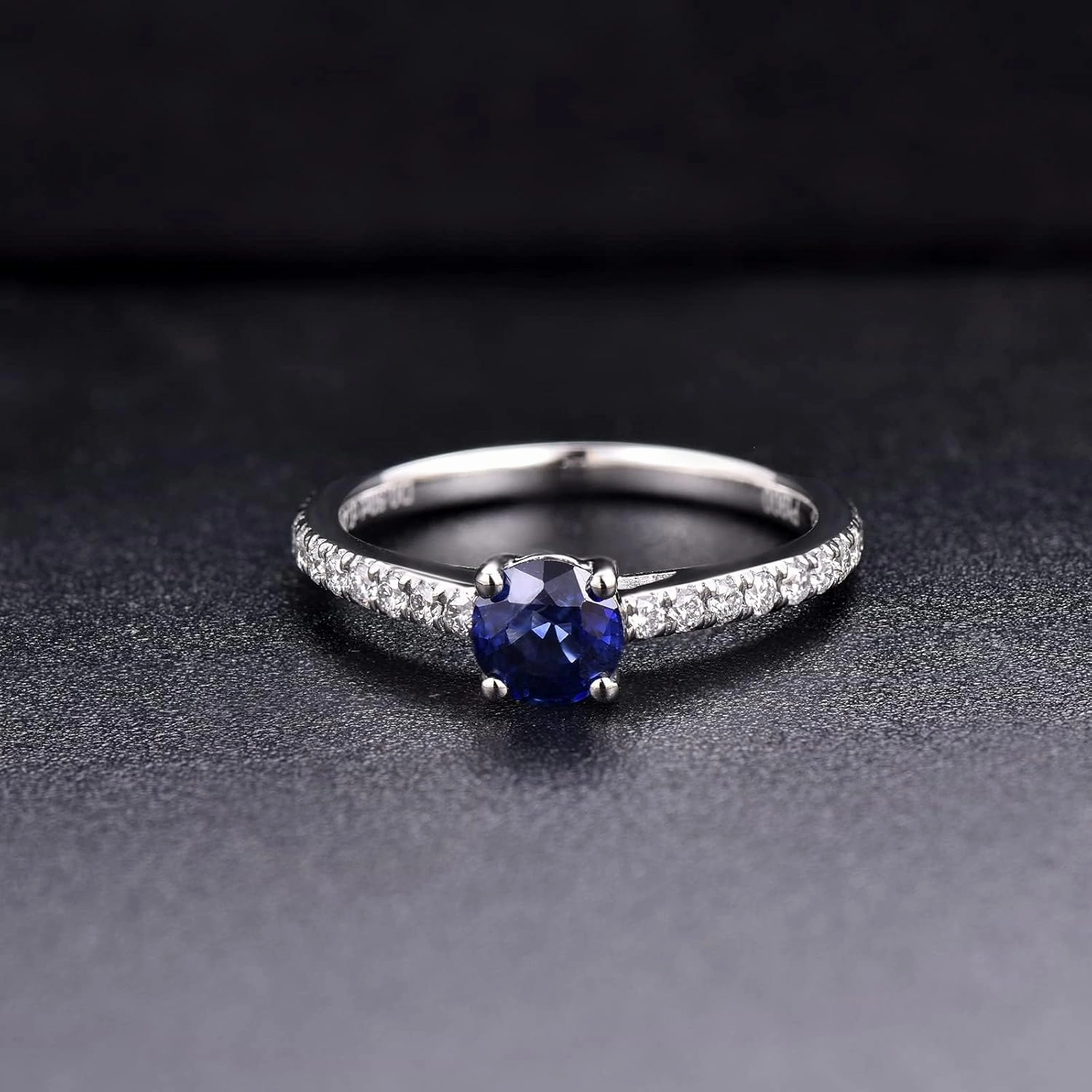 Sapphire Ring For Women,Platinum Pt900 Gold Rings - Sapphire and Diamond Ring, Natural Blue Sapphire Rings & Real Diamond Gemstone Rings For Couple Engagement Ring