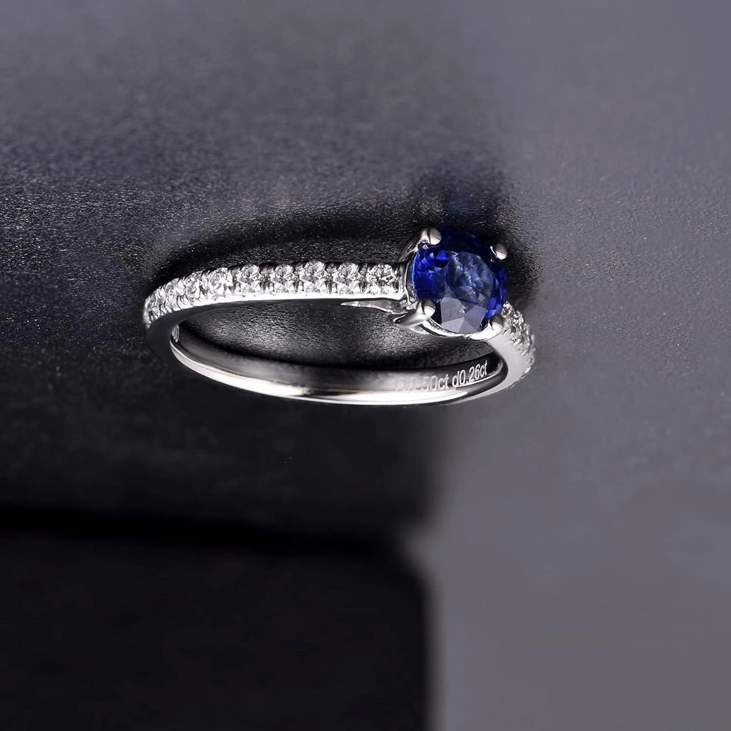 Sapphire Ring For Women,Platinum Pt900 Gold Rings - Sapphire and Diamond Ring, Natural Blue Sapphire Rings & Real Diamond Gemstone Rings For Couple Engagement Ring