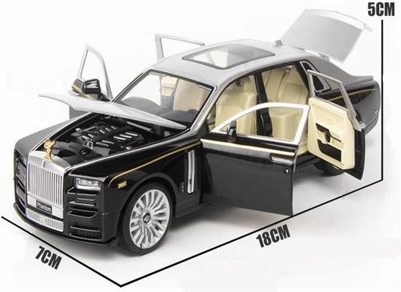 Scale Finished Model Car 1:30 Scale for Rolls Royce Phantom Luxury Sedan Alloy Car Model Simulation Diecast Replica Car Collectibles Die-cast Vehicle(Blue)