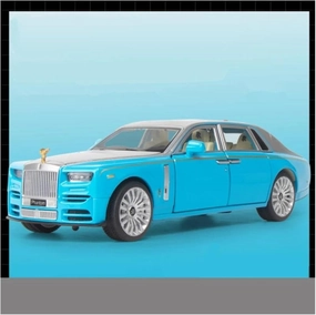 Scale Finished Model Car 1:30 Scale for Rolls Royce Phantom Luxury Sedan Alloy Car Model Simulation Diecast Replica Car Collectibles Die-cast Vehicle(Blue)