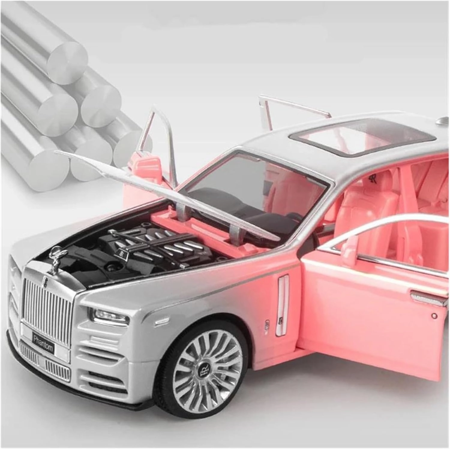 Scale Finished Model Car 1:30 Scale for Rolls Royce Phantom Luxury Sedan Alloy Car Model Simulation Diecast Replica Car Collectibles Die-cast Vehicle(Blue)