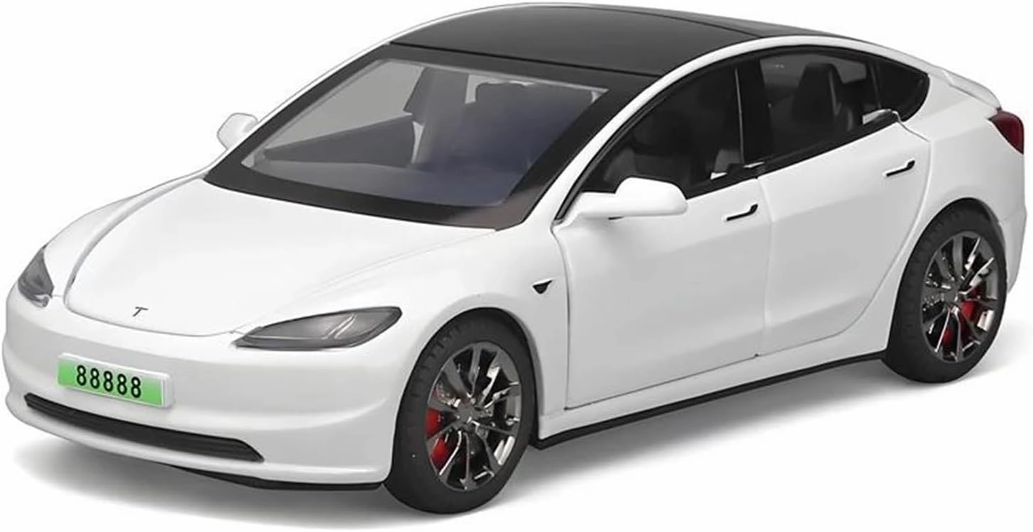 Scale Finished Model Car 1:32 Scale for Model 3 2024 Alloy Car Model Simulation Diecast Replica Car Exquisite Collectibles Die-cast Vehicle(White)