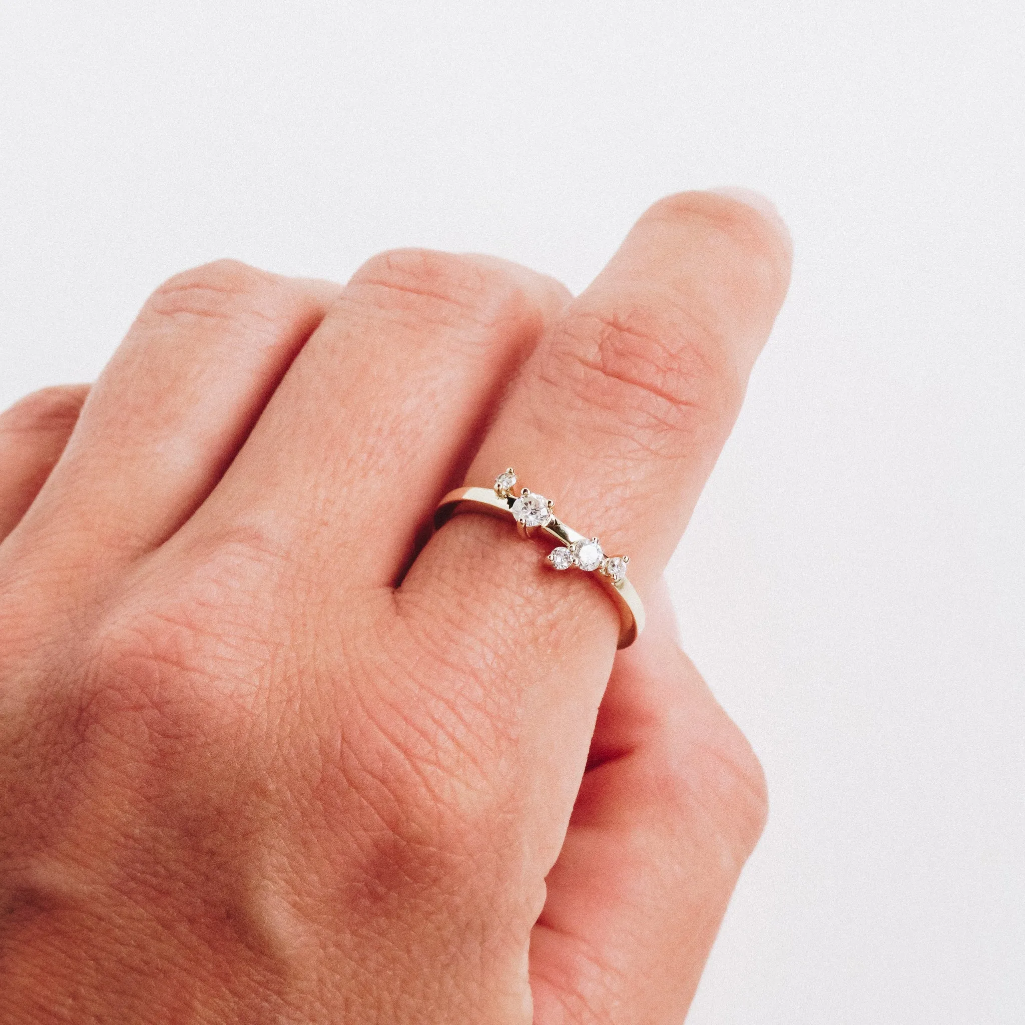 Scattered Diamond Band in Yellow Gold