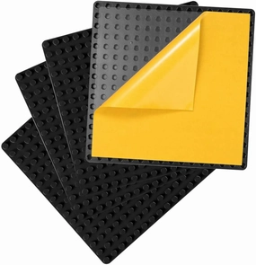 Self-Adhesive Baseplates Compatible with DUPLO, Peel-and-Stick Baseplate for DIY Play Table or Wall - 4 Pack (10" x 10") (Black)