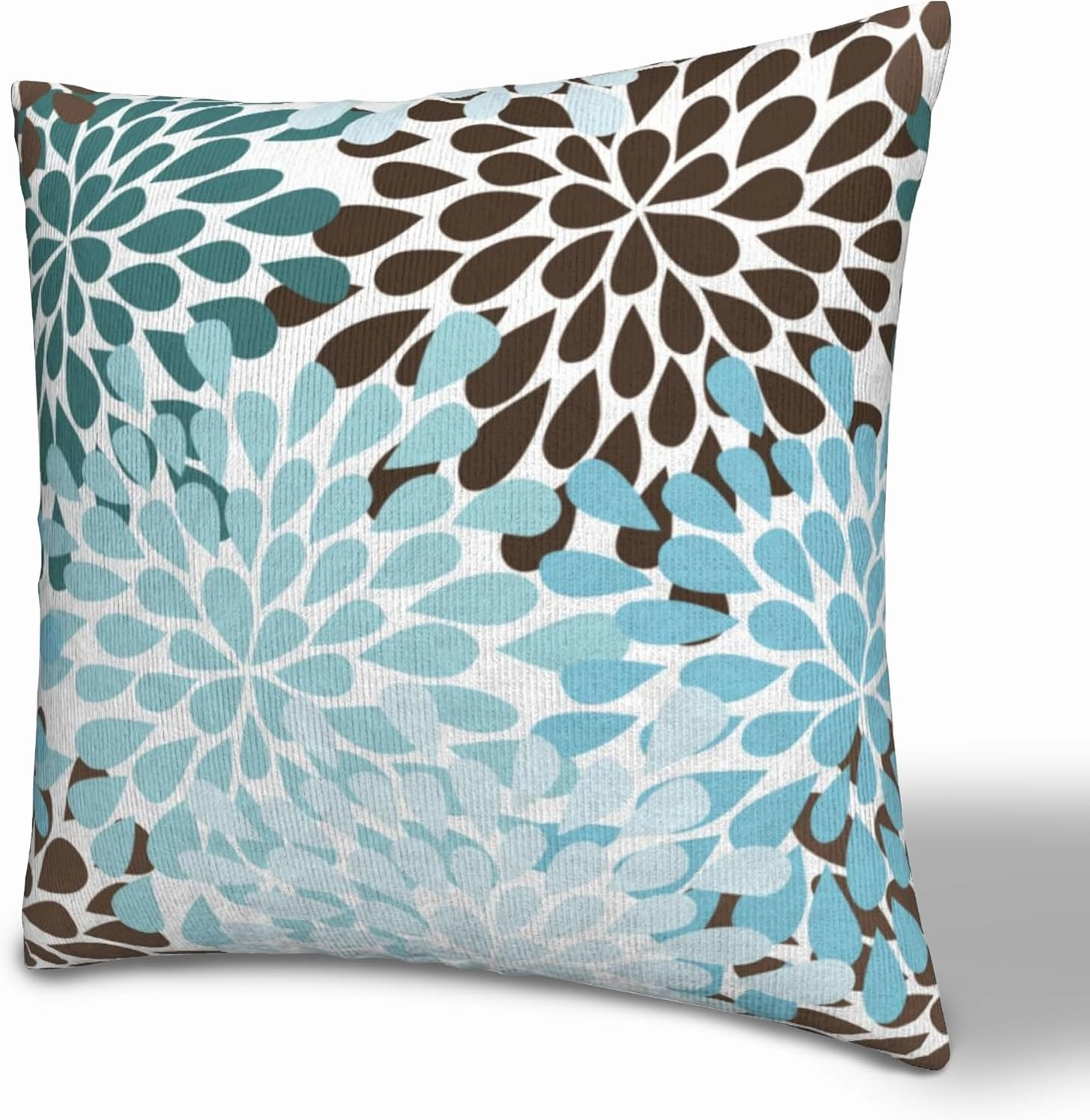 Set of 2 Blue and Brown Floral Throw Pillow Covers 18X18 in Dahlia Pinnata Flower Decorative Throw Pillows Home Decor Pillowcase Linen Square Cushion Cover for Living Room Bedroom Outdoor