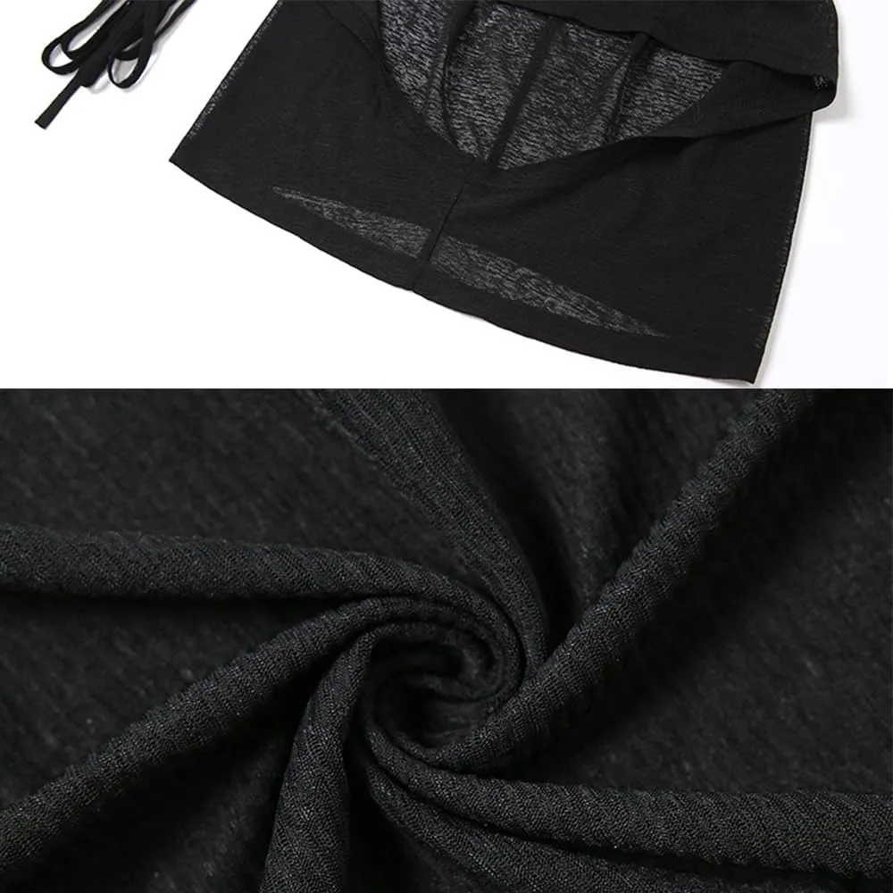 Sexy Cover Ups for Swimsuit Mock Neck Bikini Coverups High Split Dress with Hooded