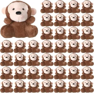 Shappy 50 Pcs Mini Animal Plush Toys Small Stuffed Animals Bulk Cute Tiny Plushies Keychains for Gift Party Carnival Prize(Monkey)