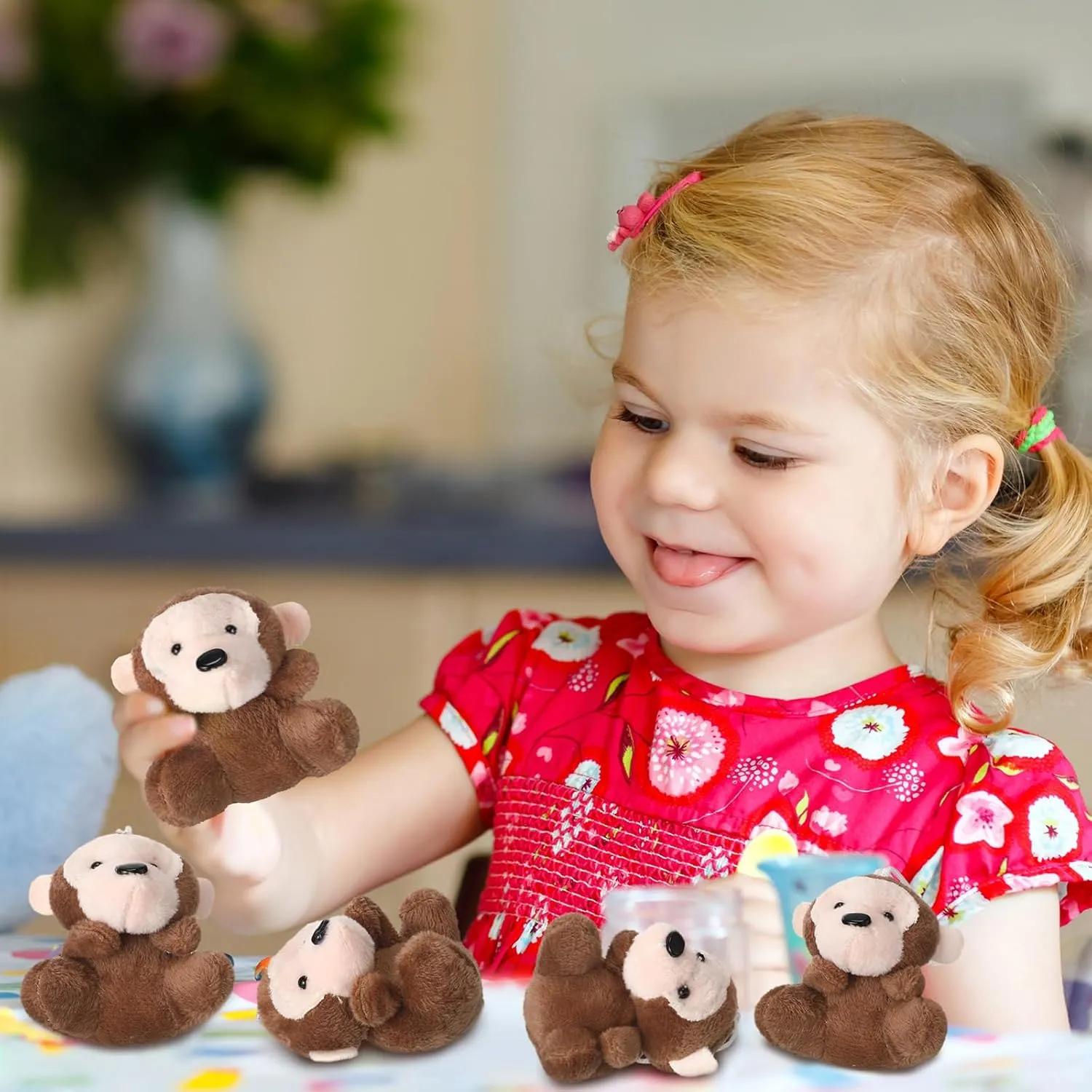 Shappy 50 Pcs Mini Animal Plush Toys Small Stuffed Animals Bulk Cute Tiny Plushies Keychains for Gift Party Carnival Prize(Monkey)