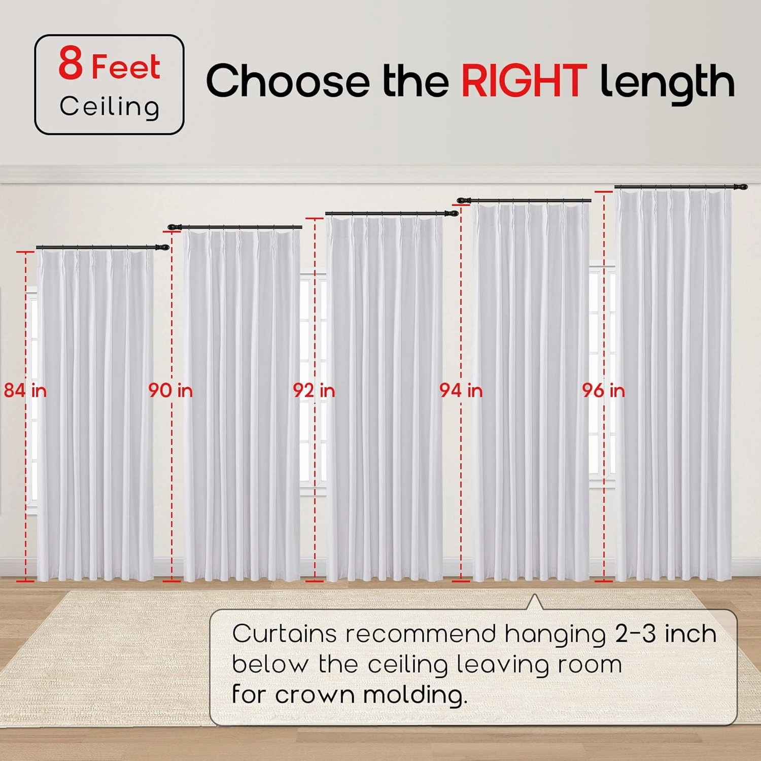 SHINELAND White Greyish Blackout Curtains 96 Inches Long,Pinch Pleated Linen Black Out Curtains for Bedroom 2 Panel Set