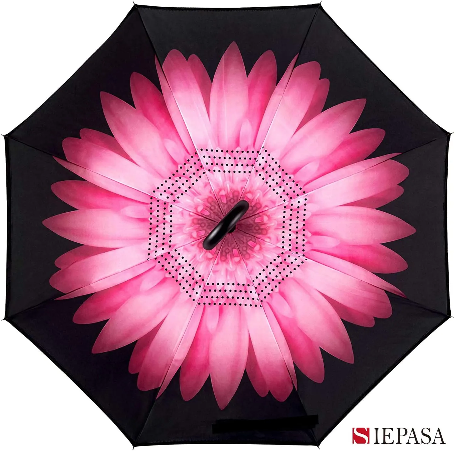 SIEPASA 49/56 Inch Inverted Reverse Upside Down Umbrella, Extra Large Double Canopy Vented Windproof Waterproof Stick Golf Umbrellas with C-shape Handle.