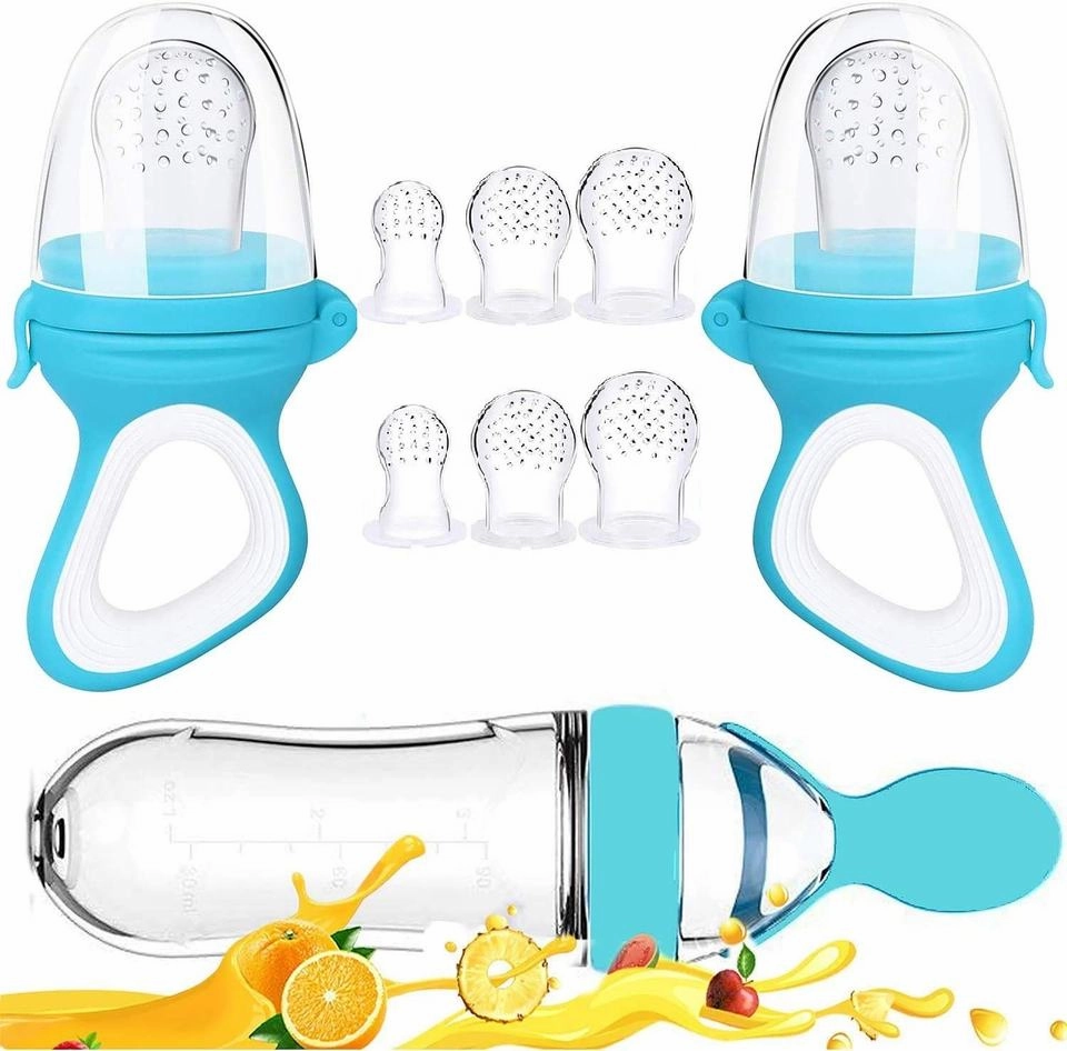 Silicone Baby Squeeze Feeder with Spoon – Food Supplement Bottle