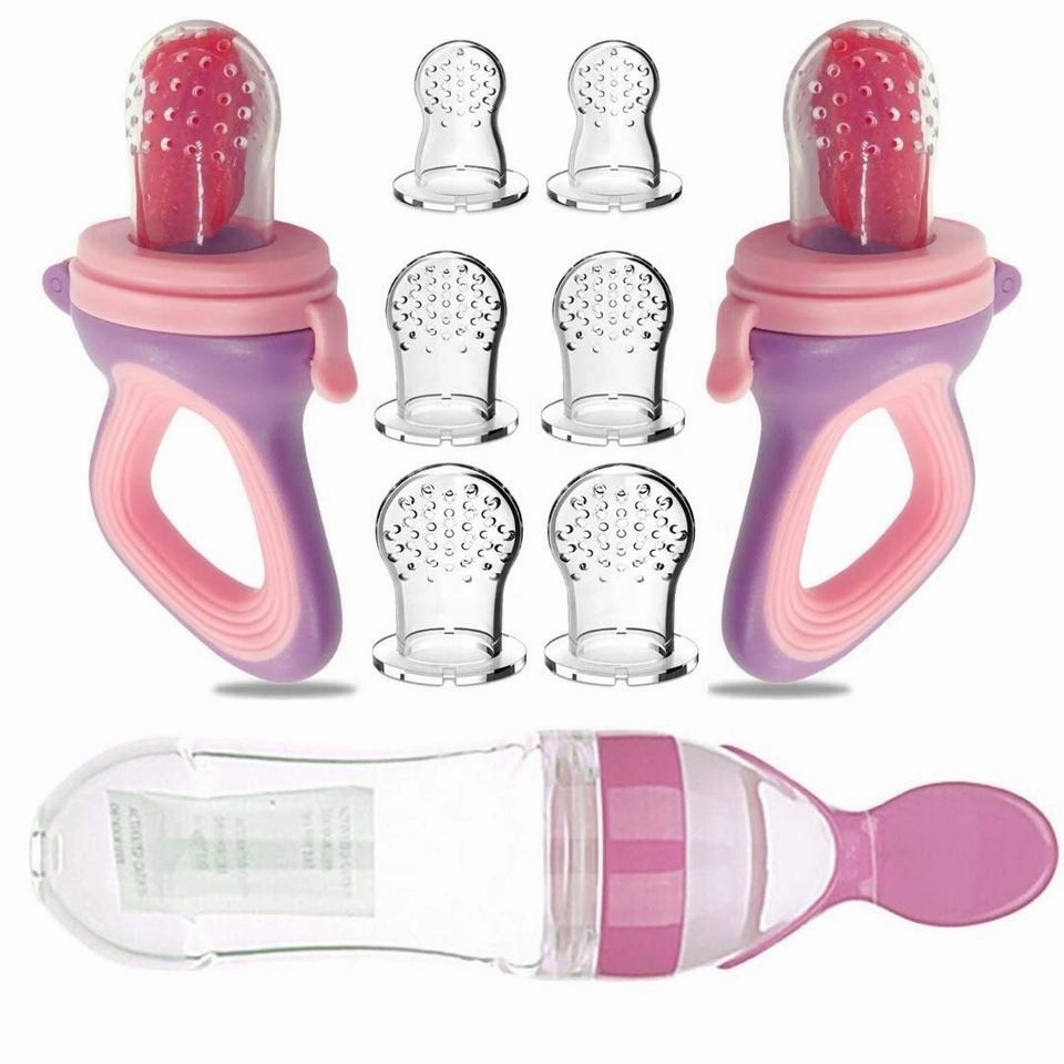Silicone Baby Squeeze Feeder with Spoon – Food Supplement Bottle