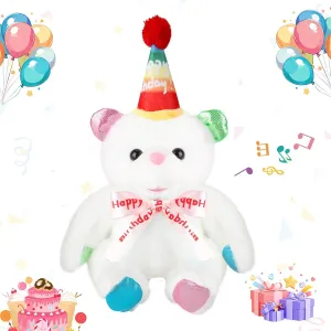 Singing Birthday Teddy Bear Plush Toy Interative Teddy Bear, Musical Moving Mouth Stuffed Animated Toy That Plays Happy Birthday Gifts for 1 2 3 4 5 6 Years Girls Boys, 12" Pink