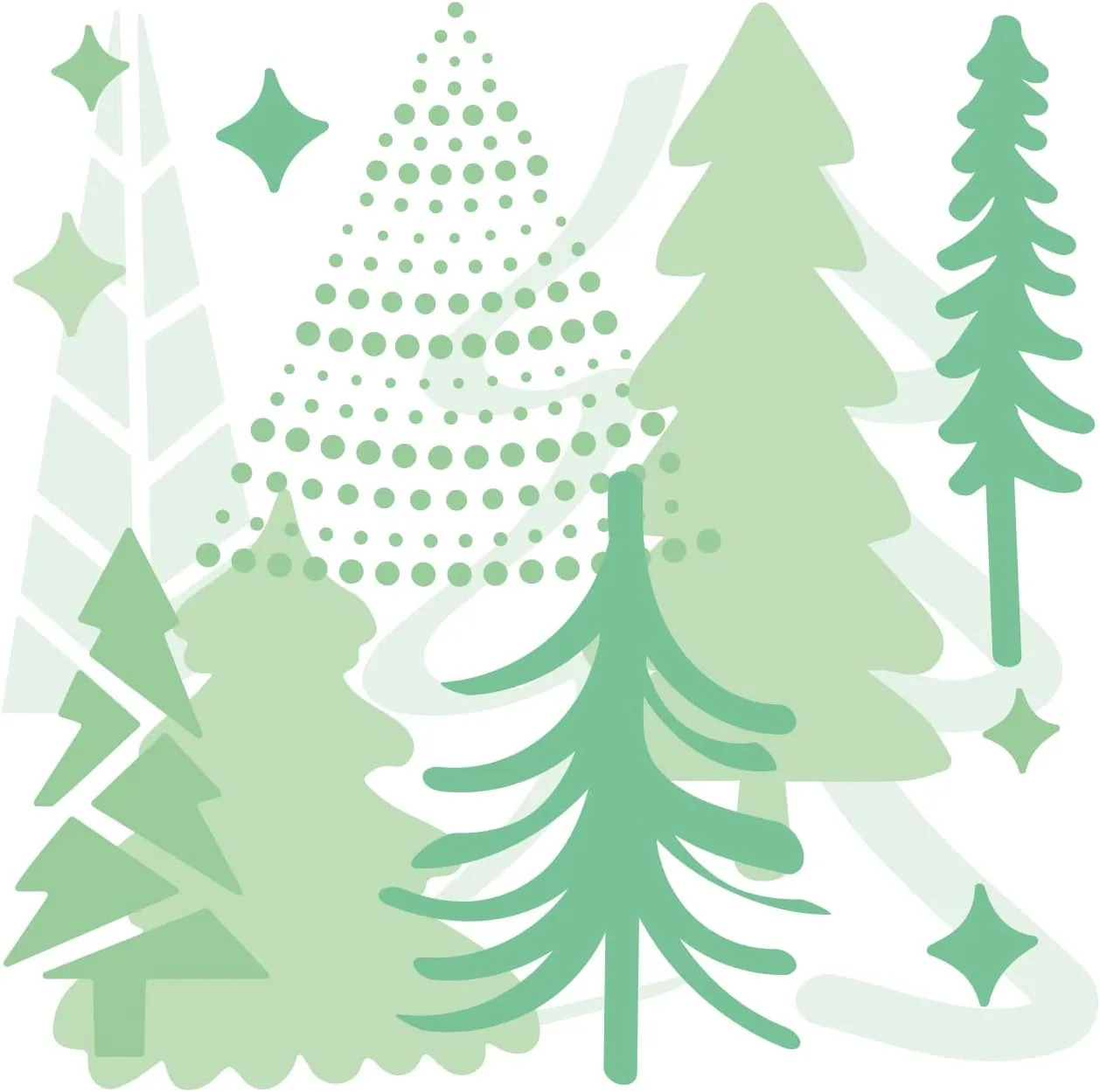 Sizzix Layered Reusable Crafts 4PK Doodle Trees by Olivia Rose | 665932 | Chapter 4 2022 Stencils, One Size, Mulitcolour