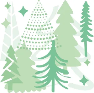 Sizzix Layered Reusable Crafts 4PK Doodle Trees by Olivia Rose | 665932 | Chapter 4 2022 Stencils, One Size, Mulitcolour